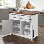 Crosley Bartlett Isola da cucina con piano in legno bianco/noce: Stile tradizionale, Ripiani regolabili, Carrello contenitore