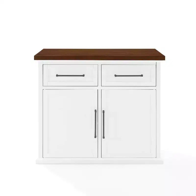 Crosley Bartlett Isola da cucina con piano in legno bianco/noce: Stile tradizionale, Ripiani regolabili, Carrello contenitore