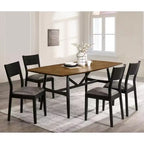 Set da pranzo moderno di metà secolo Bernst 5 pezzi quercia anticata/nero/grigio - miBasics: Struttura in legno di caucciù, sedute in similpelle