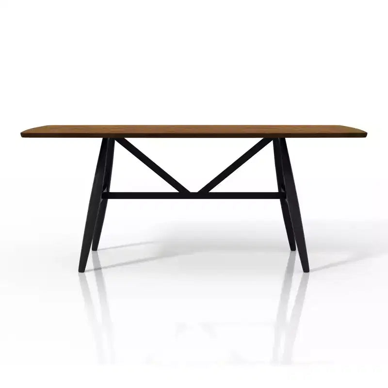 Set da pranzo moderno di metà secolo Bernst 5 pezzi quercia anticata/nero/grigio - miBasics: Struttura in legno di caucciù, sedute in similpelle