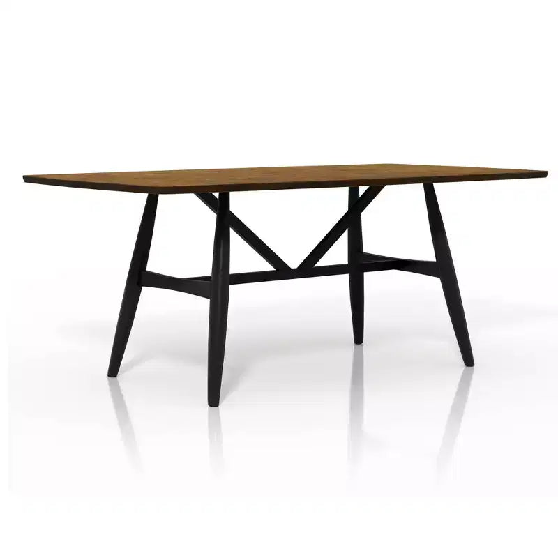 Set da pranzo moderno di metà secolo Bernst 5 pezzi quercia anticata/nero/grigio - miBasics: Struttura in legno di caucciù, sedute in similpelle