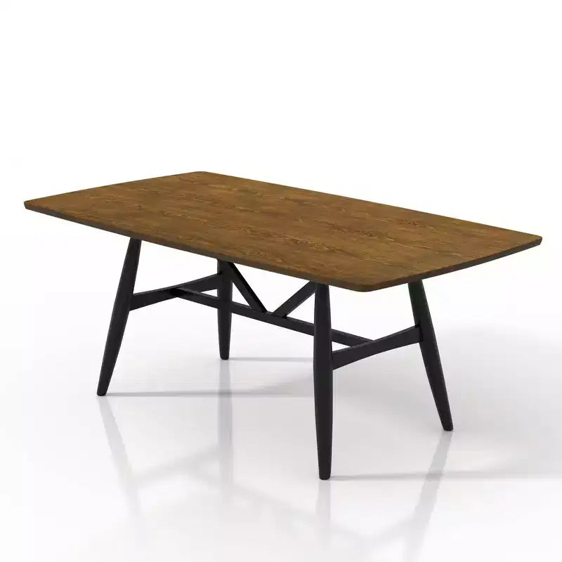 Set da pranzo moderno di metà secolo Bernst 5 pezzi quercia anticata/nero/grigio - miBasics: Struttura in legno di caucciù, sedute in similpelle
