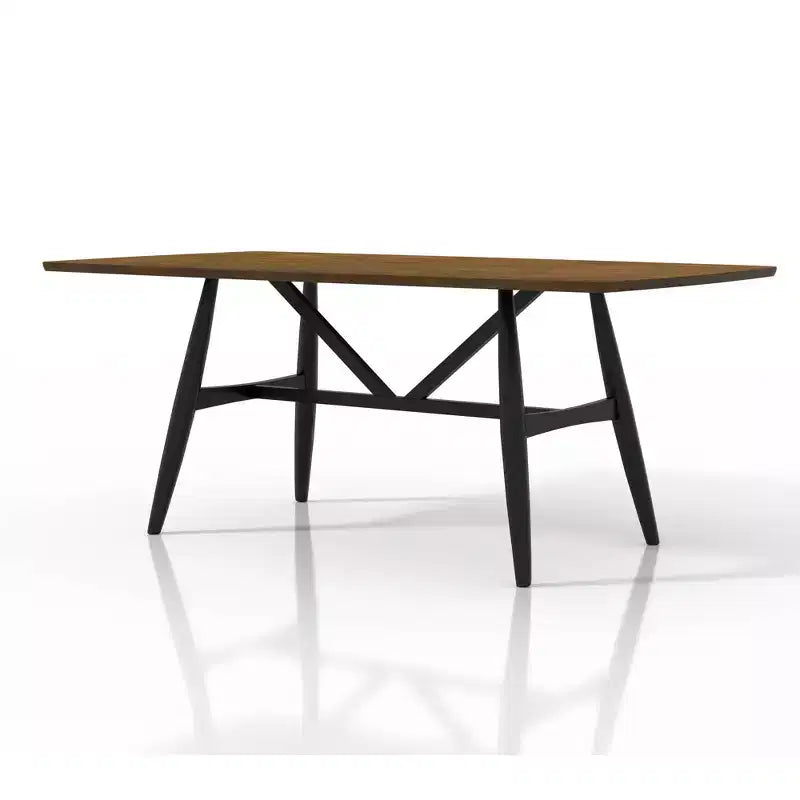 Set da pranzo moderno di metà secolo Bernst 5 pezzi quercia anticata/nero/grigio - miBasics: Struttura in legno di caucciù, sedute in similpelle