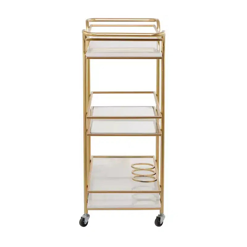 Glam Marble Bar Cart Gold - Olivia & May: Luxury Tea Serving Cart, No Assembly, Metal Frame