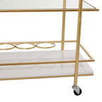 Glam Marble Bar Cart Gold - Olivia & May: Luxury Tea Serving Cart, No Assembly, Metal Frame
