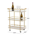 Glam Marble Bar Cart Gold - Olivia & May: Luxury Tea Serving Cart, No Assembly, Metal Frame