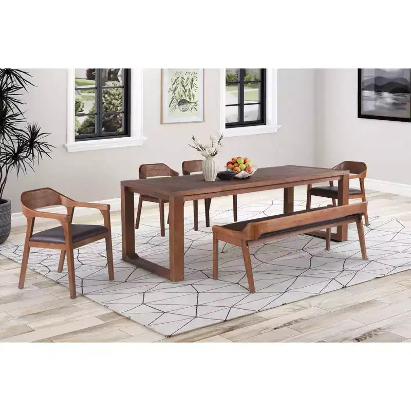 89" Rasmus Extendable Dining Table Chestnut - Boraam: Solid Acacia, Seats 8, Farmhouse Style