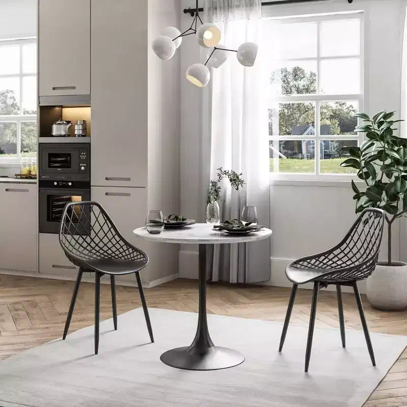 Set da Pranzo 3 pezzi Kurv Marmo Finto Bianco/Nero - Jamesdar
