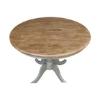 29" Dining Height Loraina Round Pedestal Table Hickory Brown/Stone Gray - International Concepts: Solid Wood, Seats 4