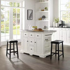 Isola Cucina Julia con Piano in Acciaio Inox: 2 Sgabelli Inclusi, Porta Spezie, Porta Asciugamani - Crosley