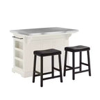 Isola Cucina Julia con Piano in Acciaio Inox: 2 Sgabelli Inclusi, Porta Spezie, Porta Asciugamani - Crosley