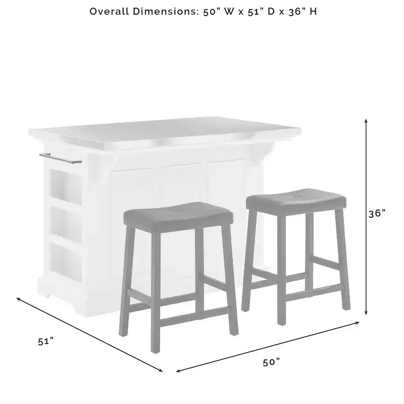 Isola Cucina Julia con Piano in Acciaio Inox: 2 Sgabelli Inclusi, Porta Spezie, Porta Asciugamani - Crosley