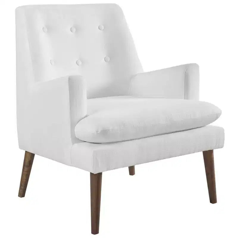 Poltrona lounge imbottita Leisure bianca - Modway: Mid-Century Modern, d'accento per camera da letto, in schiuma ad alta densità