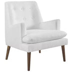 Poltrona lounge imbottita Leisure bianca - Modway: Mid-Century Modern, d'accento per camera da letto, in schiuma ad alta densità