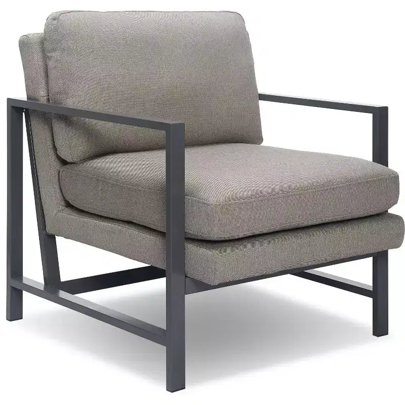 Russell Bronze Metal Frame Accent Chair Gray - Finch: Upholstered Polyester, Modern Club Chair with 250lb Capacity