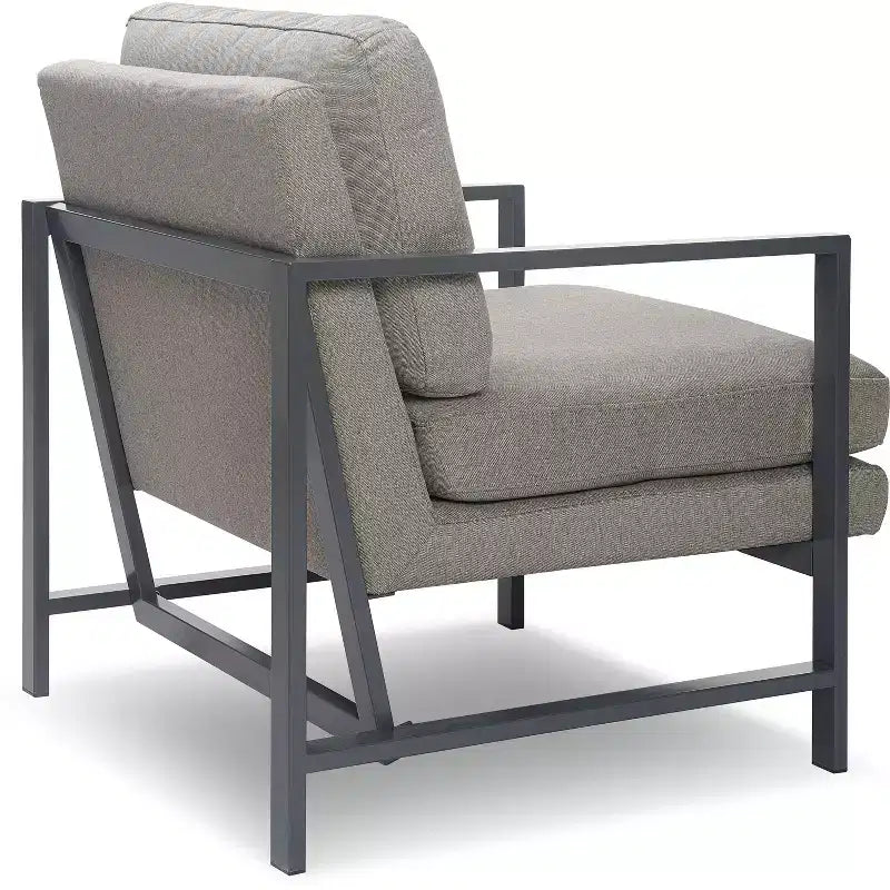 Russell Bronze Metal Frame Accent Chair Gray - Finch: Upholstered Polyester, Modern Club Chair with 250lb Capacity