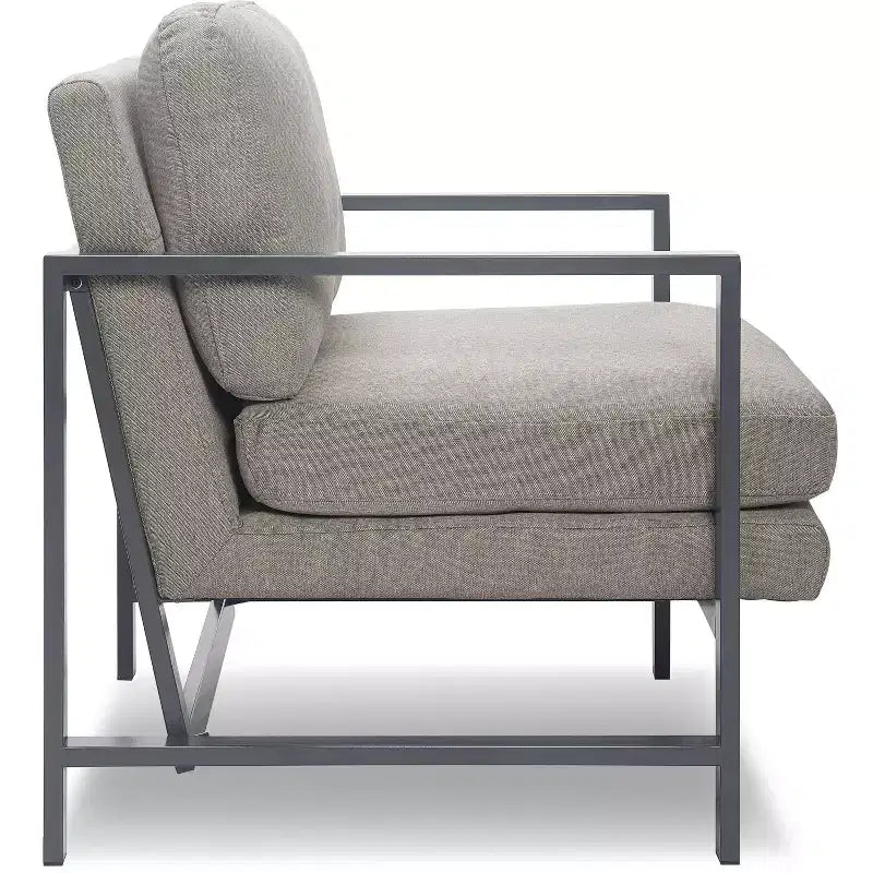 Russell Bronze Metal Frame Accent Chair Gray - Finch: Upholstered Polyester, Modern Club Chair with 250lb Capacity