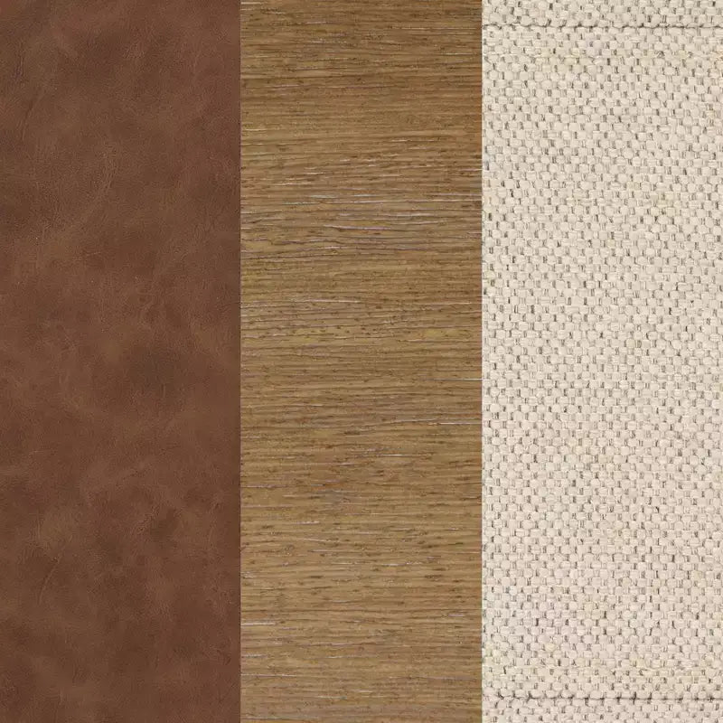 30" Wood and Faux Leather Upholstered Accent Chair Brushed Light Brown/Flax/Chestnut - Nathan James