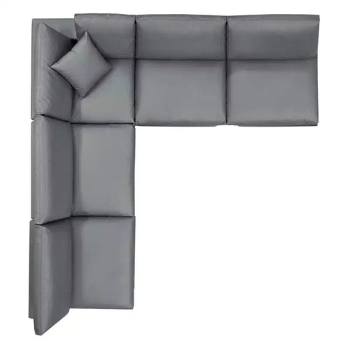 Divano componibile a L Modway Commix imbottito in pelle vegana, 5 pezzi, colore grigio - Modway: comfort soffice, mobili moderni per la casa