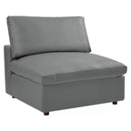 5pc Commix Down Filled Overstuffed Vegan Leather L-Shaped Sectional Sofa Set Gray - Modway: Plush Comfort, Modern Home Furniture