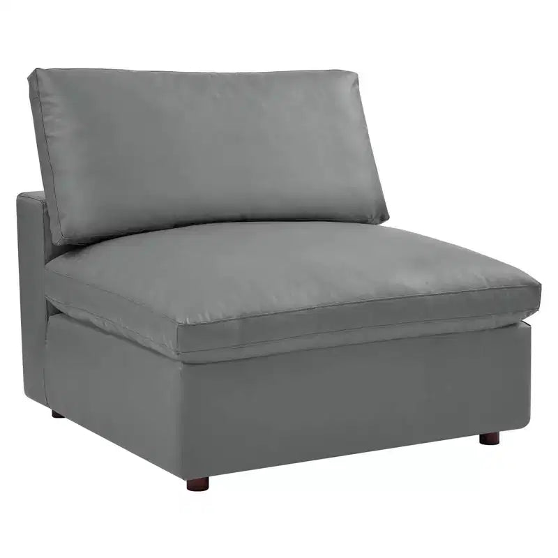 5pc Commix Down Filled Overstuffed Vegan Leather L-Shaped Sectional Sofa Set Gray - Modway: Plush Comfort, Modern Home Furniture