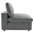5pc Commix Down Filled Overstuffed Vegan Leather L-Shaped Sectional Sofa Set Gray - Modway: Plush Comfort, Modern Home Furniture