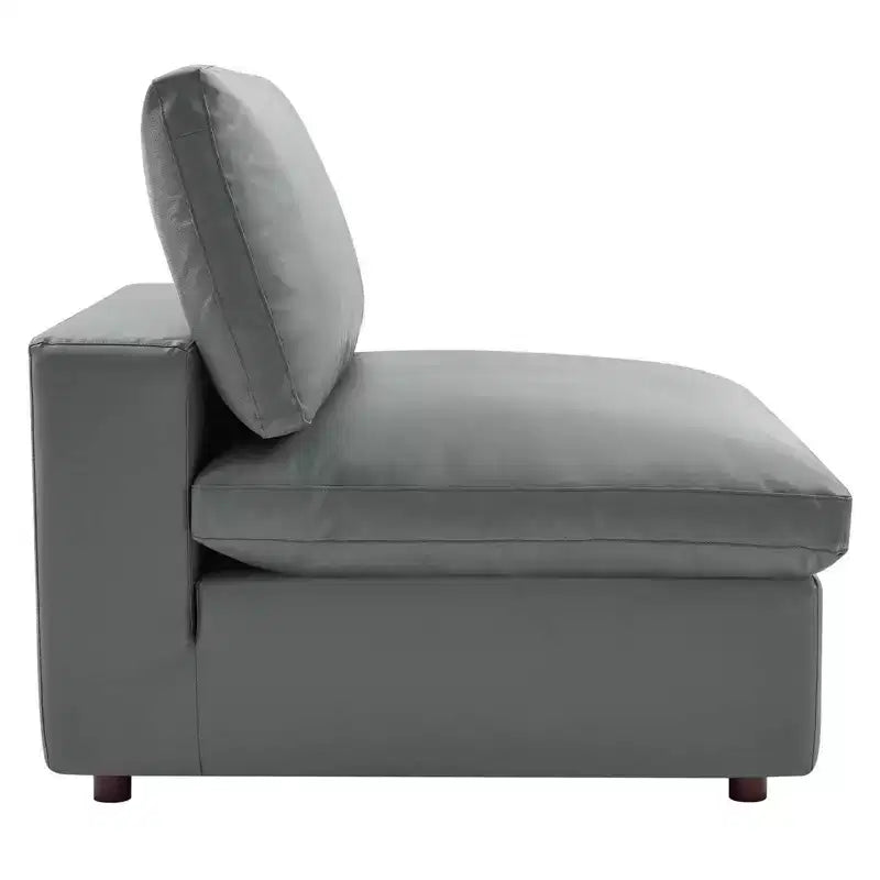 5pc Commix Down Filled Overstuffed Vegan Leather L-Shaped Sectional Sofa Set Gray - Modway: Plush Comfort, Modern Home Furniture