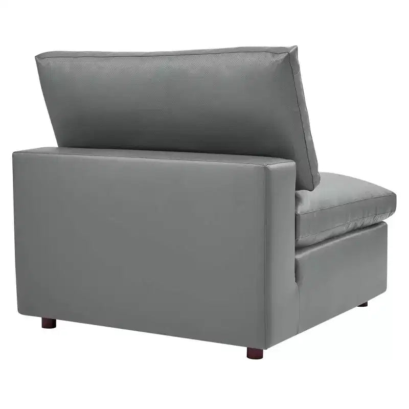 5pc Commix Down Filled Overstuffed Vegan Leather L-Shaped Sectional Sofa Set Gray - Modway: Plush Comfort, Modern Home Furniture