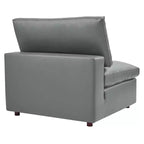 5pc Commix Down Filled Overstuffed Vegan Leather L-Shaped Sectional Sofa Set Gray - Modway: Plush Comfort, Modern Home Furniture
