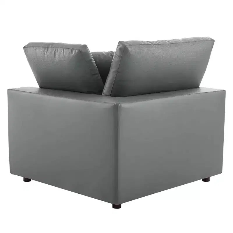 5pc Commix Down Filled Overstuffed Vegan Leather L-Shaped Sectional Sofa Set Gray - Modway: Plush Comfort, Modern Home Furniture