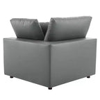 5pc Commix Down Filled Overstuffed Vegan Leather L-Shaped Sectional Sofa Set Gray - Modway: Plush Comfort, Modern Home Furniture