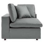 5pc Commix Down Filled Overstuffed Vegan Leather L-Shaped Sectional Sofa Set Gray - Modway: Plush Comfort, Modern Home Furniture