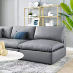 5pc Commix Down Filled Overstuffed Vegan Leather L-Shaped Sectional Sofa Set Gray - Modway: Plush Comfort, Modern Home Furniture