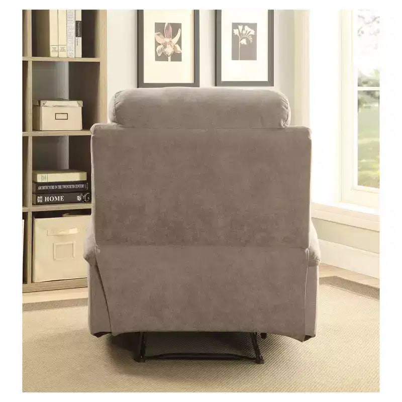Rosia Linen Side Lever Recliner Gray - Acme Furniture: Microfiber, Side Handle, Cup Holders