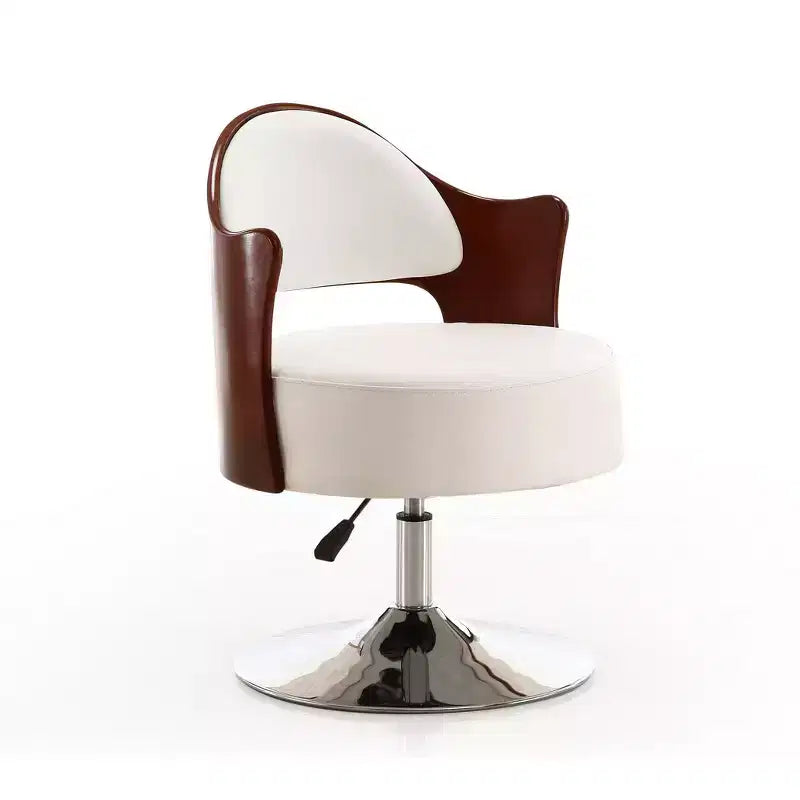 Poltrona girevole Bopper in similpelle regolabile in altezza - Manhattan Comfort: Seduta rotonda moderna, Schienale effetto legno, Base in metallo