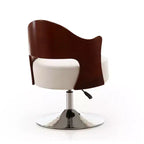 Poltrona girevole Bopper in similpelle regolabile in altezza - Manhattan Comfort: Seduta rotonda moderna, Schienale effetto legno, Base in metallo
