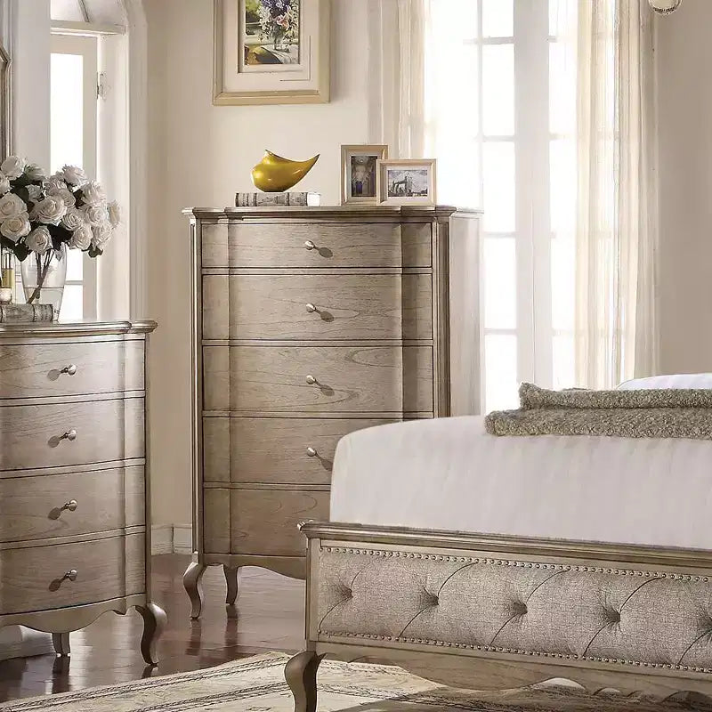 38" Chelmsford Chest Antique Taupe - Acme Furniture: 5-Drawer, No Assembly Required, Space Saving