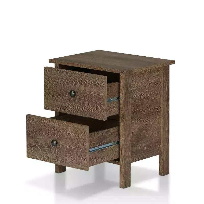 Comodino 2 cassetti 24/7 Shop At Home Cecilia: Noce anticato, stile rustico, ferramenta in bronzo, struttura in legno, contenitore