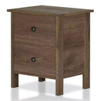 Comodino 2 cassetti 24/7 Shop At Home Cecilia: Noce anticato, stile rustico, ferramenta in bronzo, struttura in legno, contenitore
