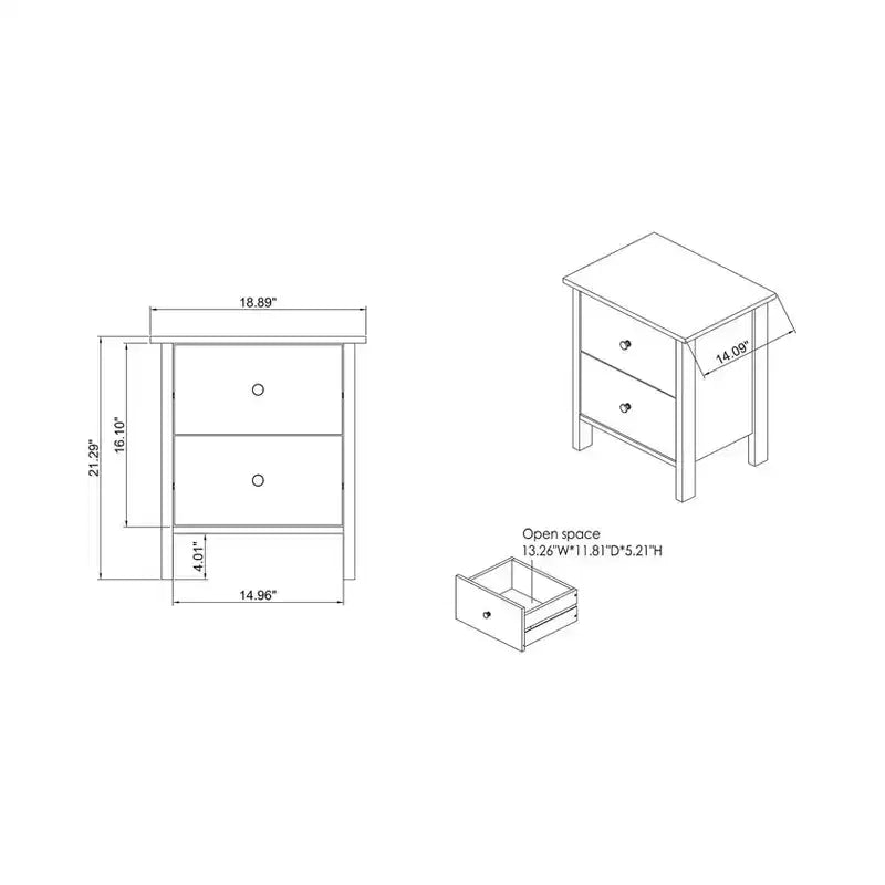 Comodino 2 cassetti 24/7 Shop At Home Cecilia: Noce anticato, stile rustico, ferramenta in bronzo, struttura in legno, contenitore