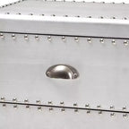 Baxton Studio Comodino metallico a 2 cassetti Davet Argento: Stile moderno di metà secolo, struttura in truciolato
