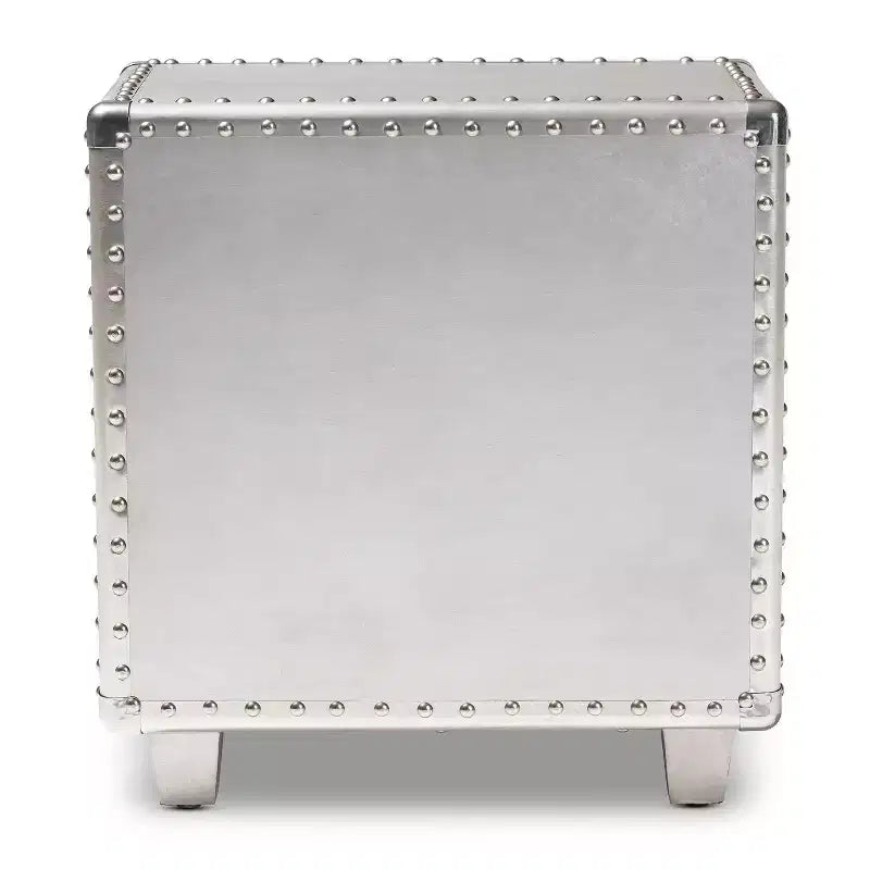 Baxton Studio Comodino metallico a 2 cassetti Davet Argento: Stile moderno di metà secolo, struttura in truciolato