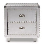 Baxton Studio Comodino metallico a 2 cassetti Davet Argento: Stile moderno di metà secolo, struttura in truciolato