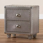 Baxton Studio Comodino metallico a 2 cassetti Davet Argento: Stile moderno di metà secolo, struttura in truciolato