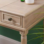 Cyndi Traditional Washed Wood Vanity Set with Stool & Storage, Beige Padded Seat - Linon