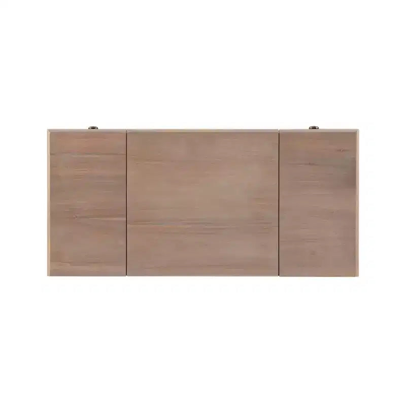 Cyndi Traditional Washed Wood Vanity Set with Stool & Storage, Beige Padded Seat - Linon