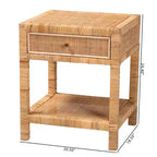 Adelia Natural Rattan & Mahogany 1 Drawer Nightstand with Shelf - Baxton Studio
