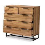 Cassettiera Baxton Studio Franklin in Legno e Metallo a 5 Cassetti Rovere/Nero: Mobile Salvaspazio Verticale, Design Moderno