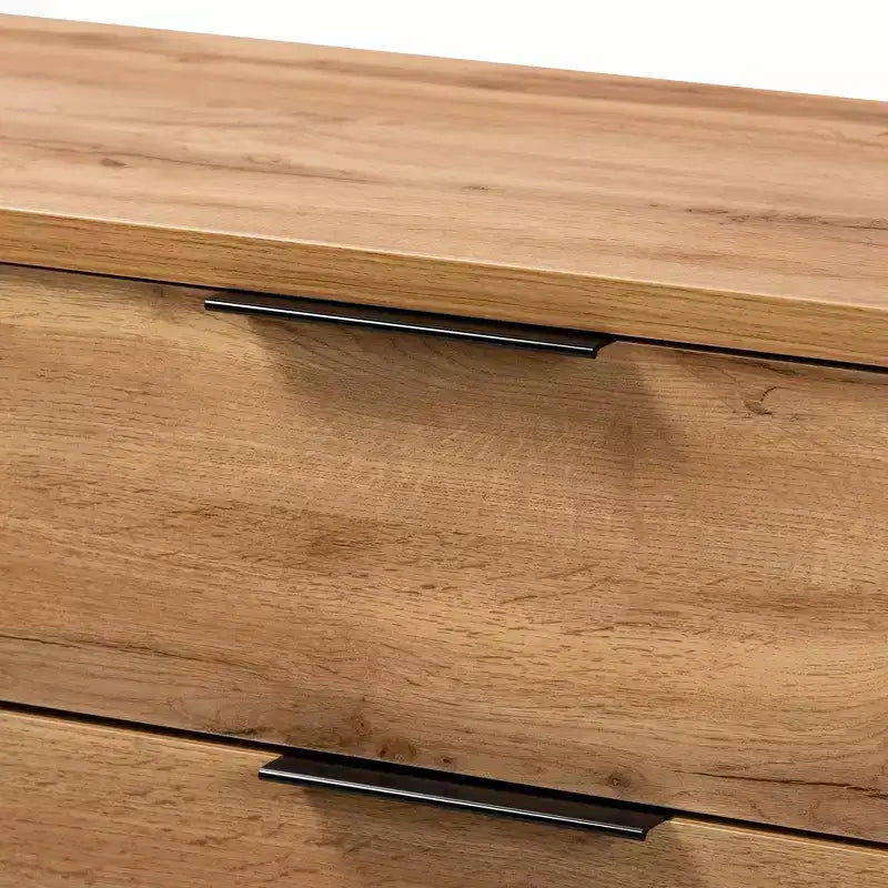 Cassettiera Baxton Studio Franklin in Legno e Metallo a 5 Cassetti Rovere/Nero: Mobile Salvaspazio Verticale, Design Moderno