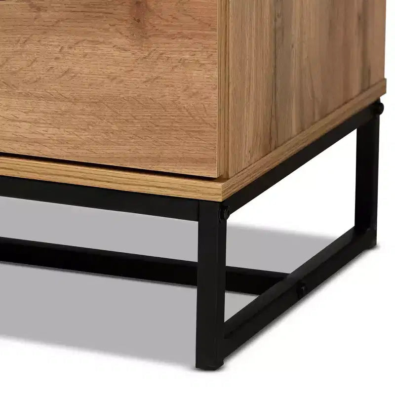 Cassettiera Baxton Studio Franklin in Legno e Metallo a 5 Cassetti Rovere/Nero: Mobile Salvaspazio Verticale, Design Moderno